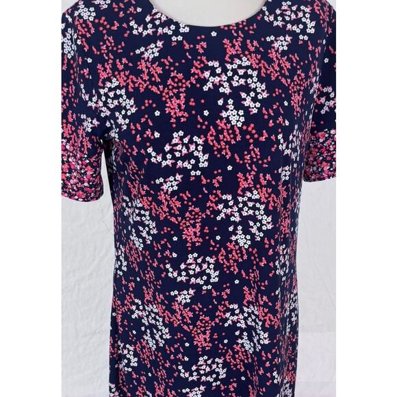 MICHAEL Michael Kors L Short Sleeve Blue Floral Shift Dress Polyester Stretch - Picture 2 of 8